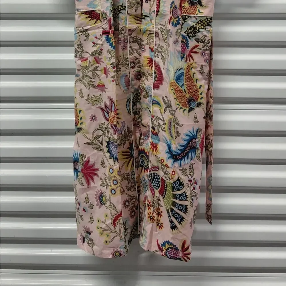 Pink Floral Kimono Robe One Size Boho Spa Lounge Cover Up Sleepwear Vacation